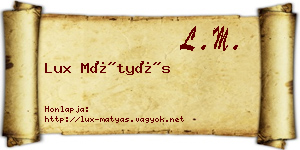 Lux Mátyás névjegykártya